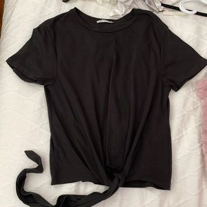 Zara Black Tie-Front T-shirt